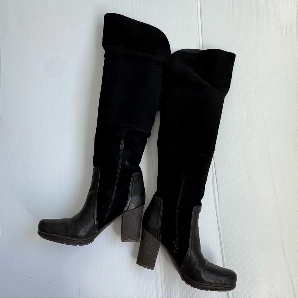 Naya suede leather Black Over the Knee Boots size 7